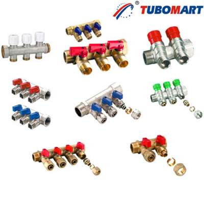 High pressure brass forge manifold for floor heating brass fittings for water and gas