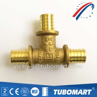 Watermark certificate plumbing brass fitting tee pex fitting for pex pipe system