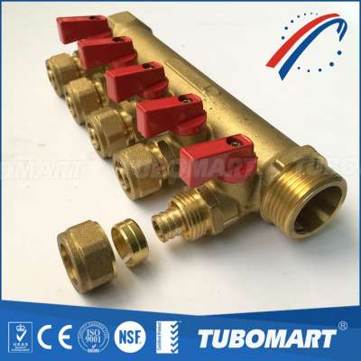 China supply forged brass water heating manifold for pex pipe heat treatment